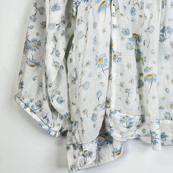 Free People Daisy Floral Peasant Blouse Womens Medium M White Boho Festival - Picture 16 of 16